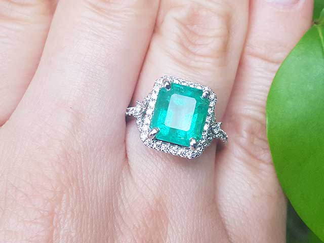 Genuine Colombian engagement emerald rings