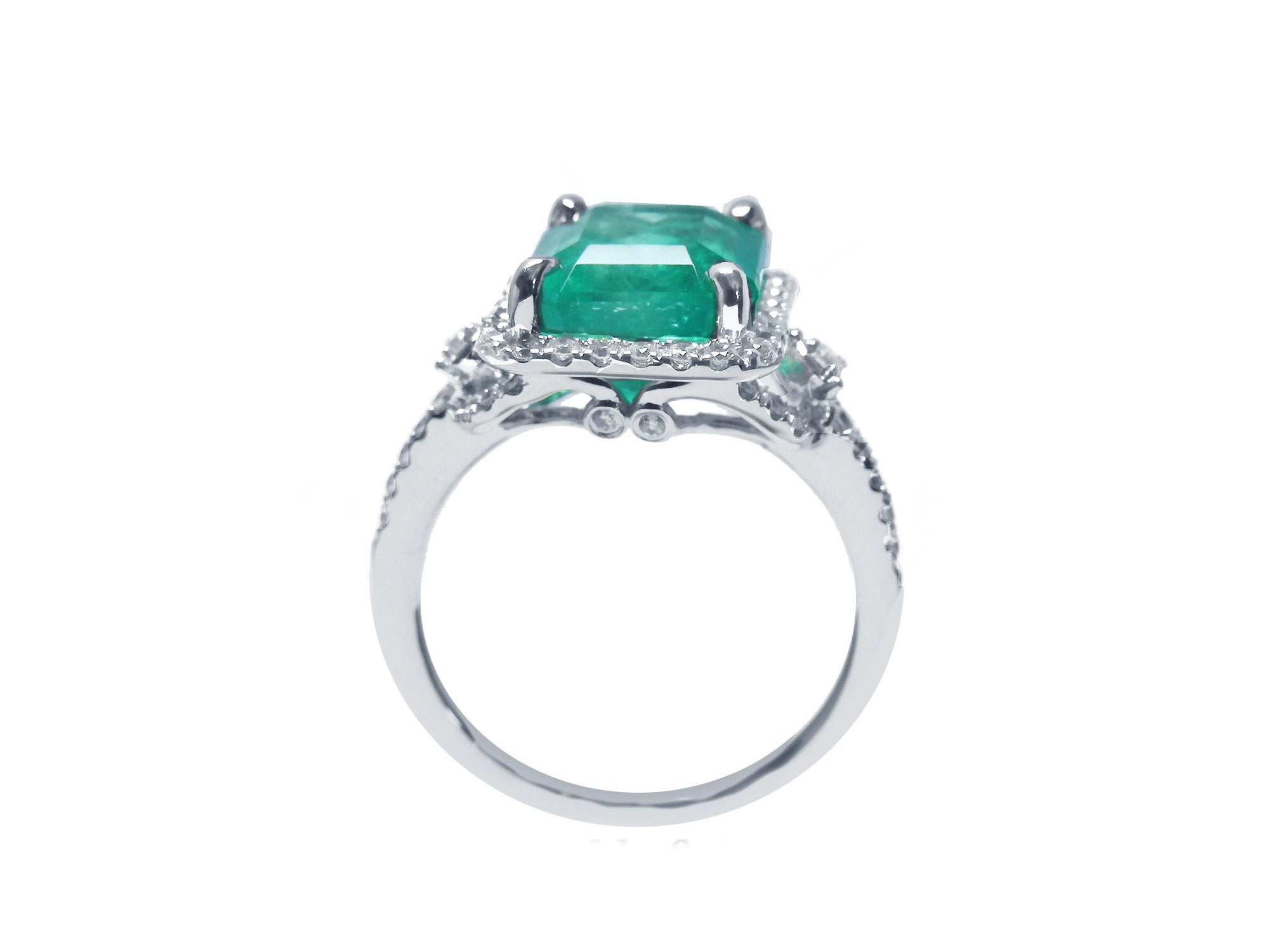 Colombian emerald engagement ring