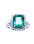 Halo Emerald-cut Emerald Ring for Women