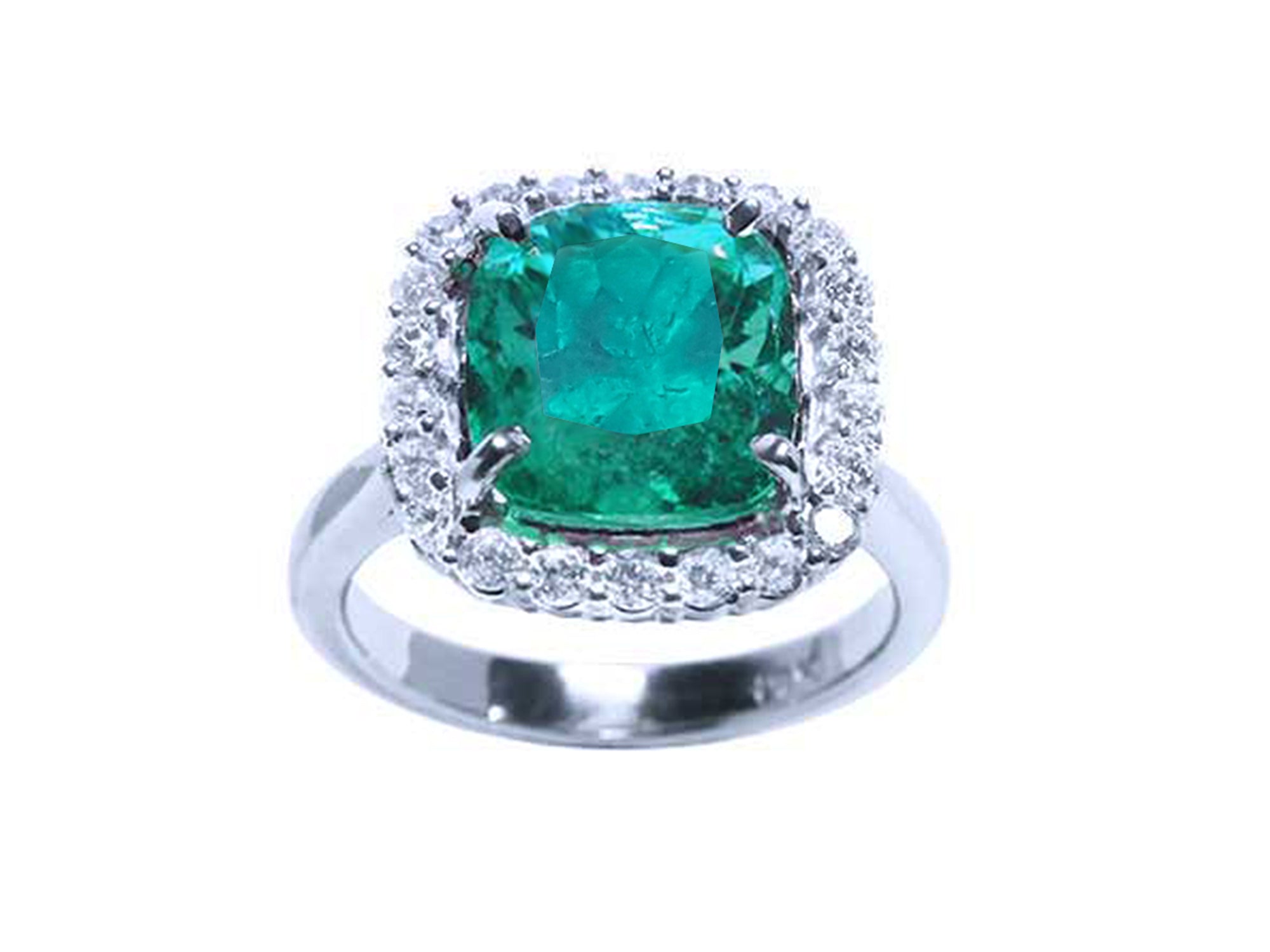 Cushion cut emerald ring
