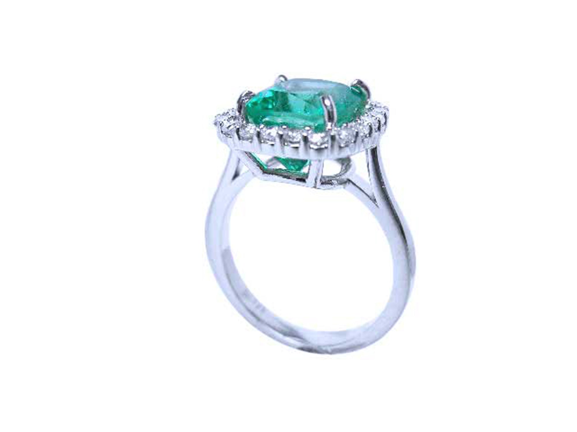 18k gold emerald ring cushion cut