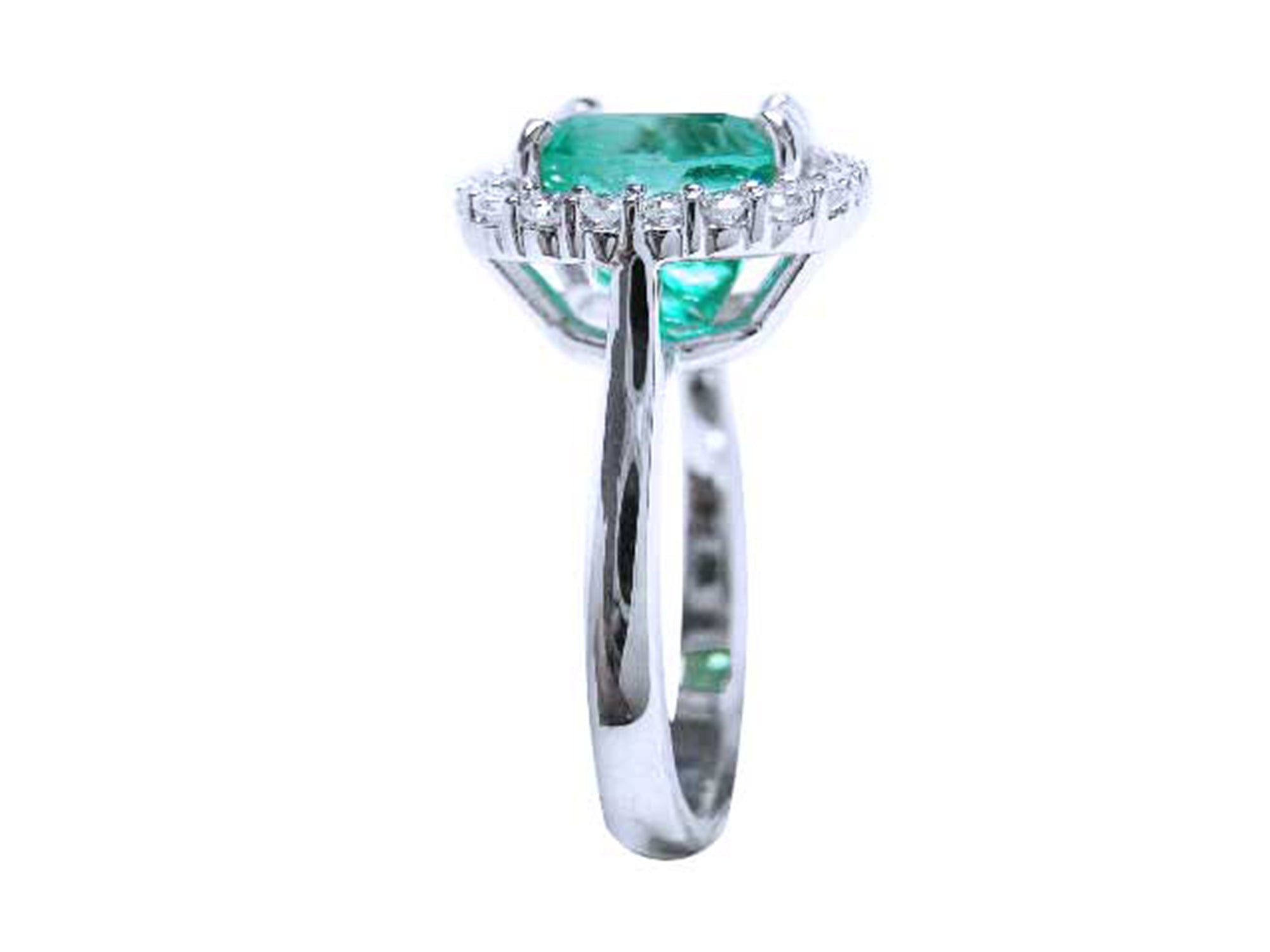 White gold emerald ring for women