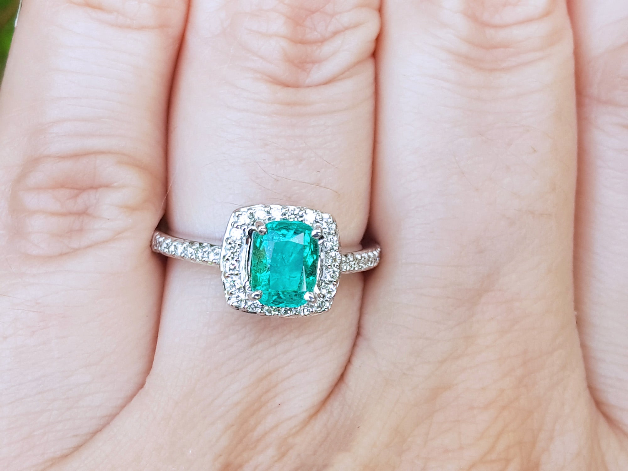 14k white gold emerald ring for women