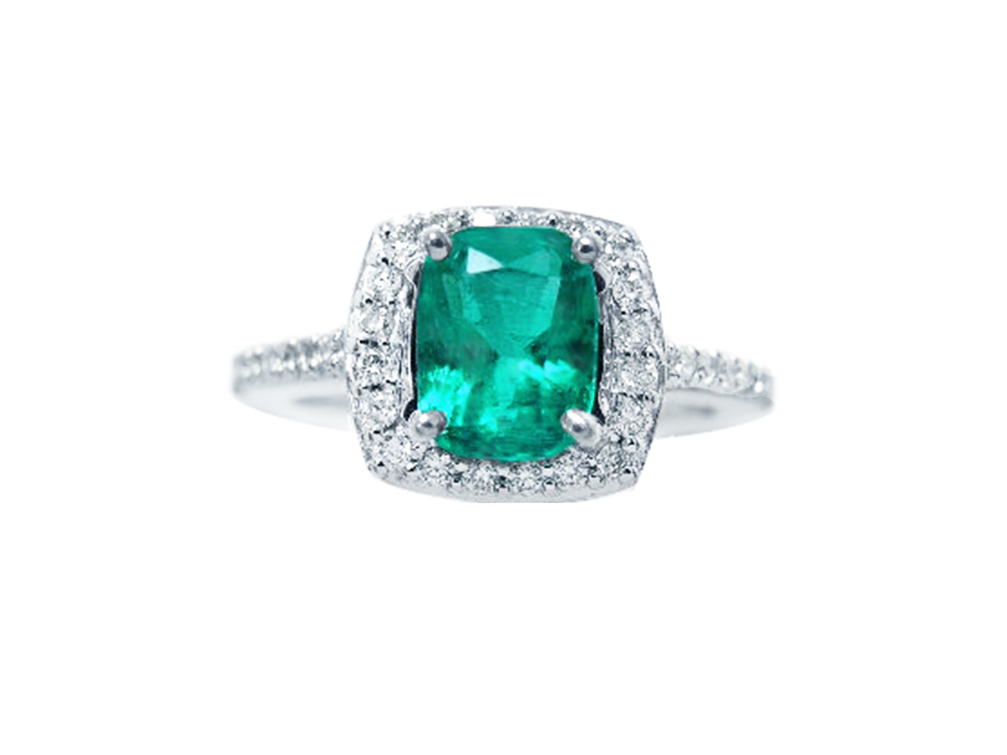 Emerald engagement ring cushion cut