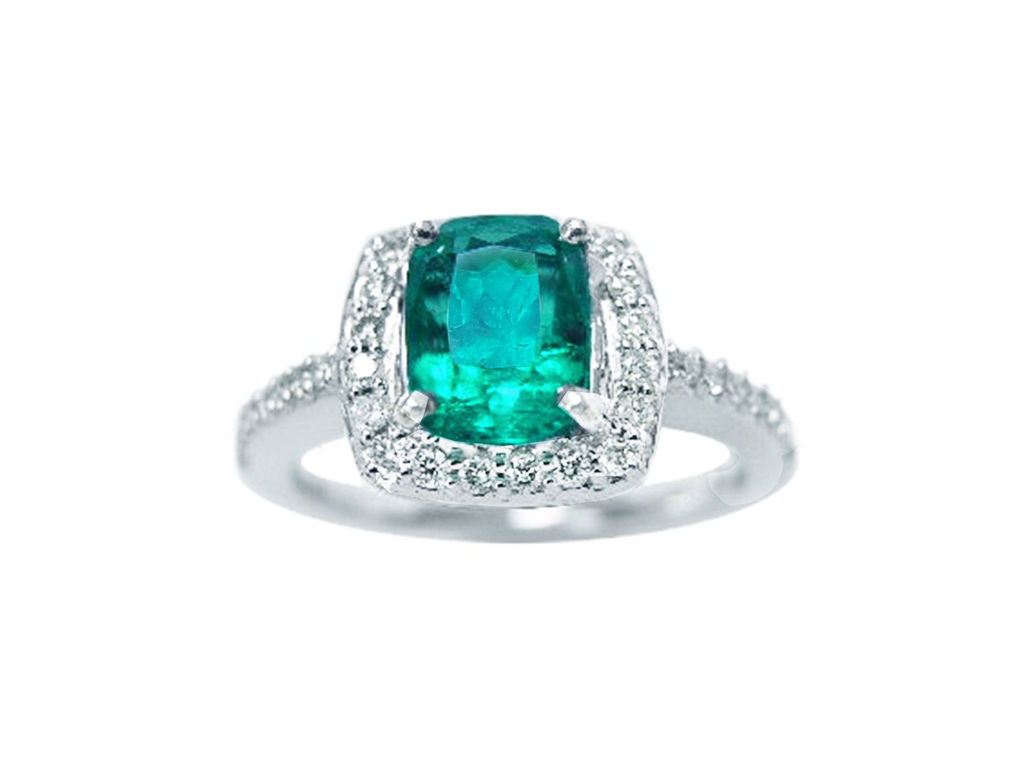 Cushion cut emerald ring for women