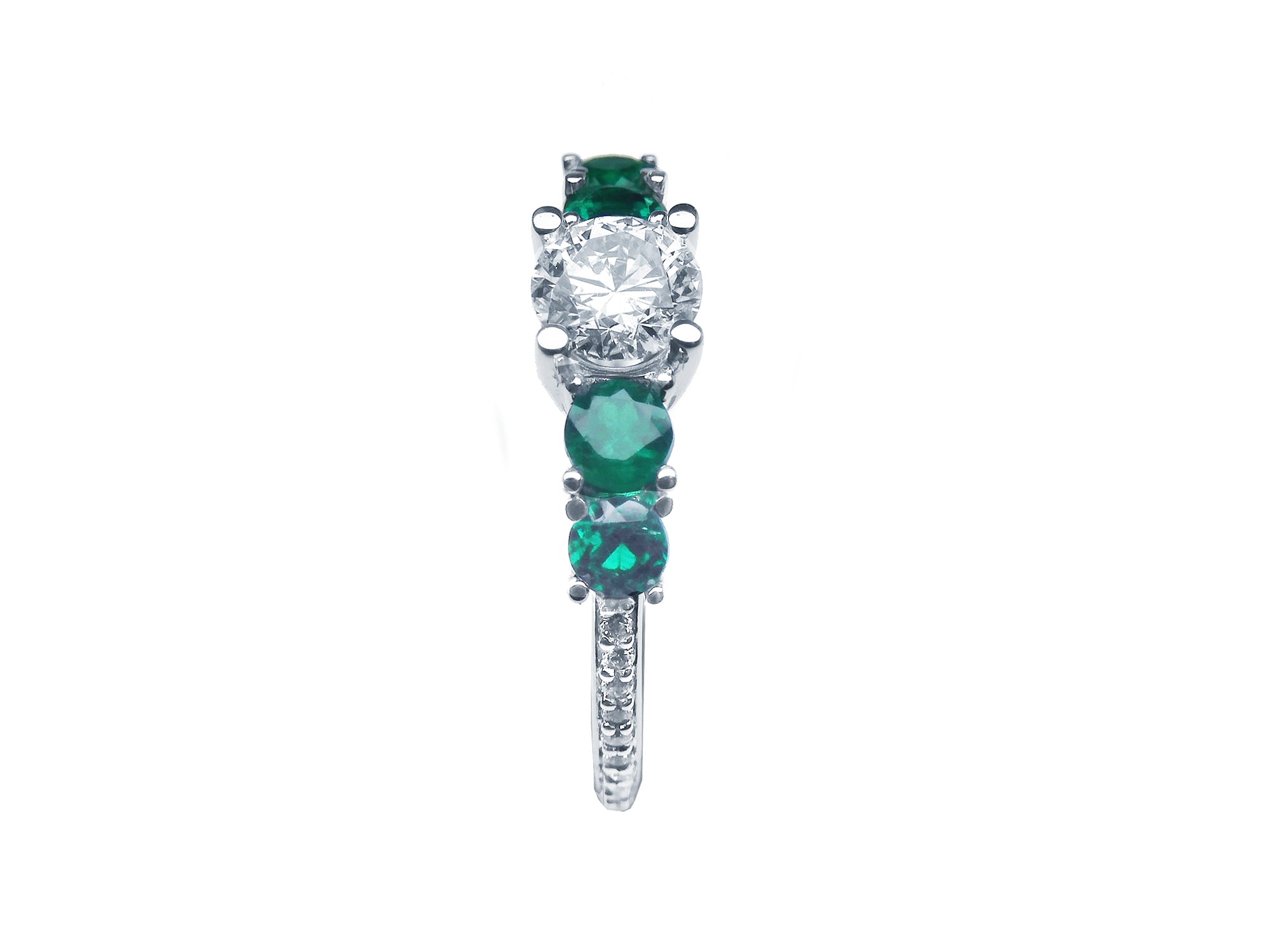 Natural diamond and emeralds ring for women