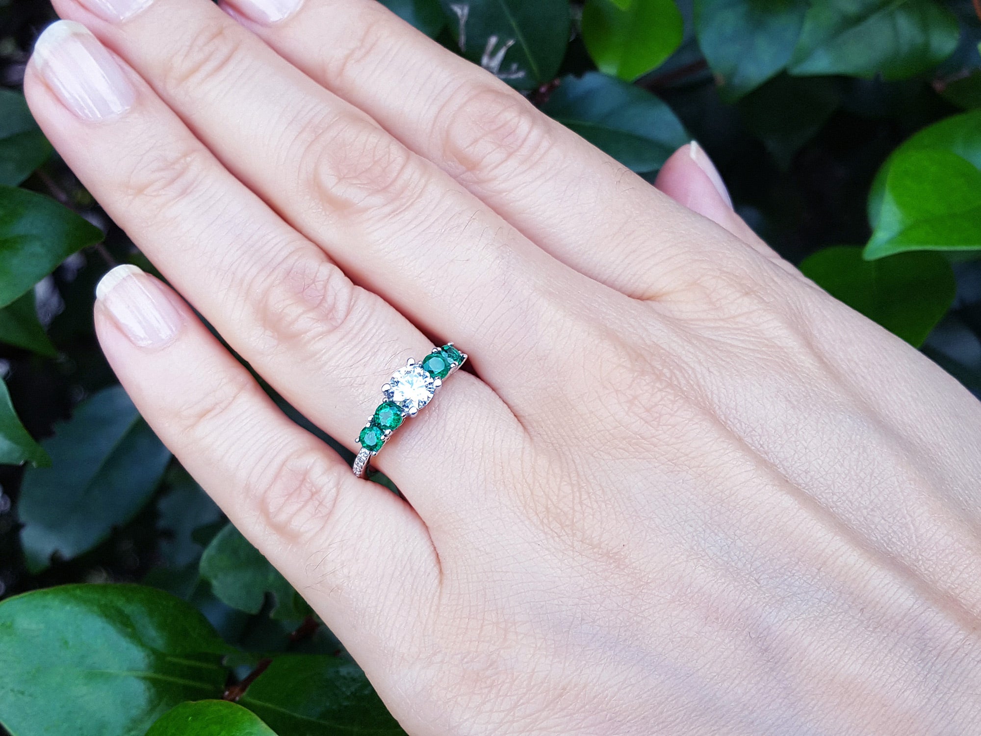 Mother&#39;s day gift diamond and emerald ring
