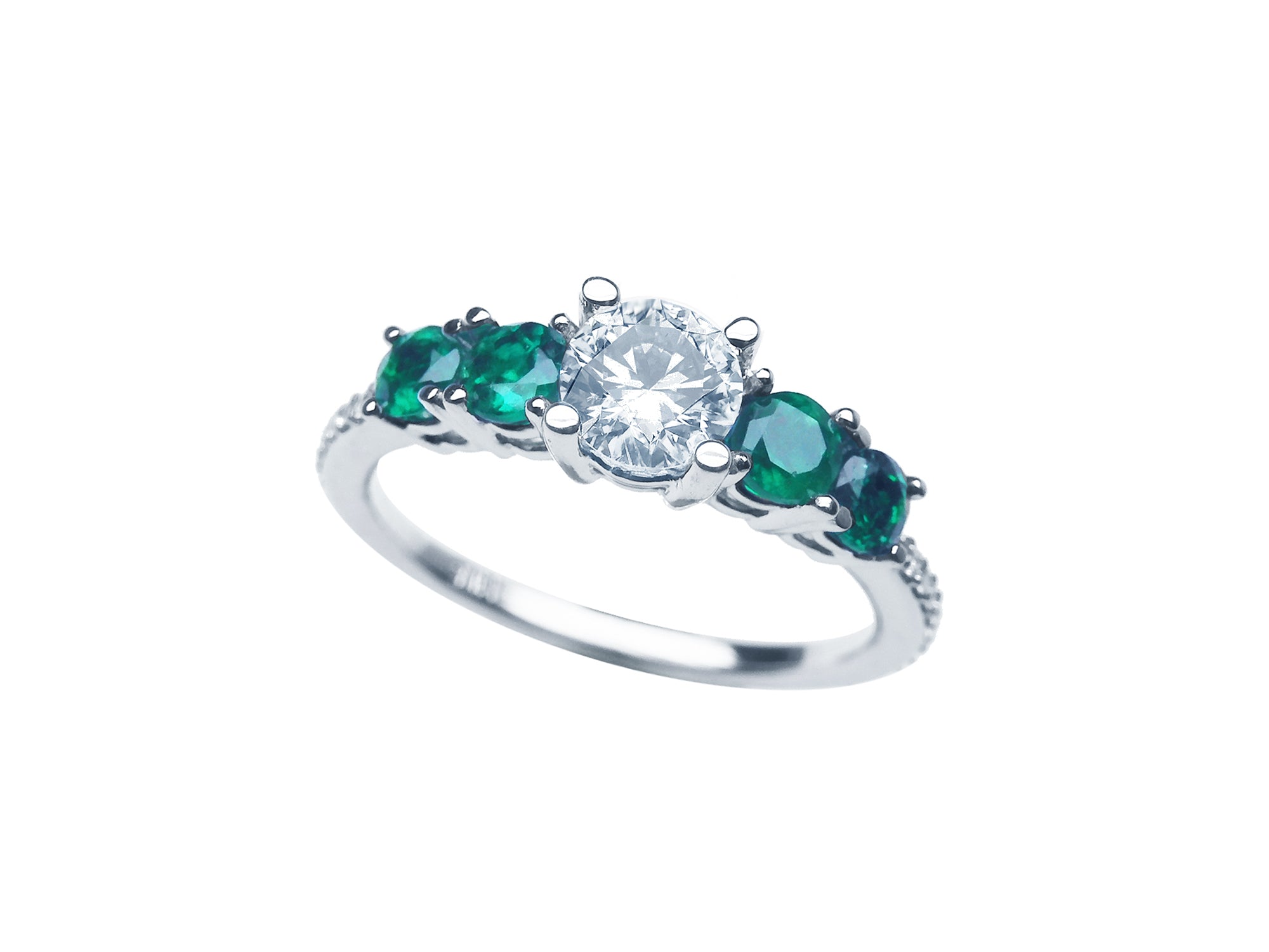 Emerald and diamond ring for women