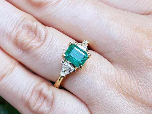 Genuine Colombian engagement emerald rings