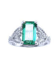 Emerald-cut real emerald rings