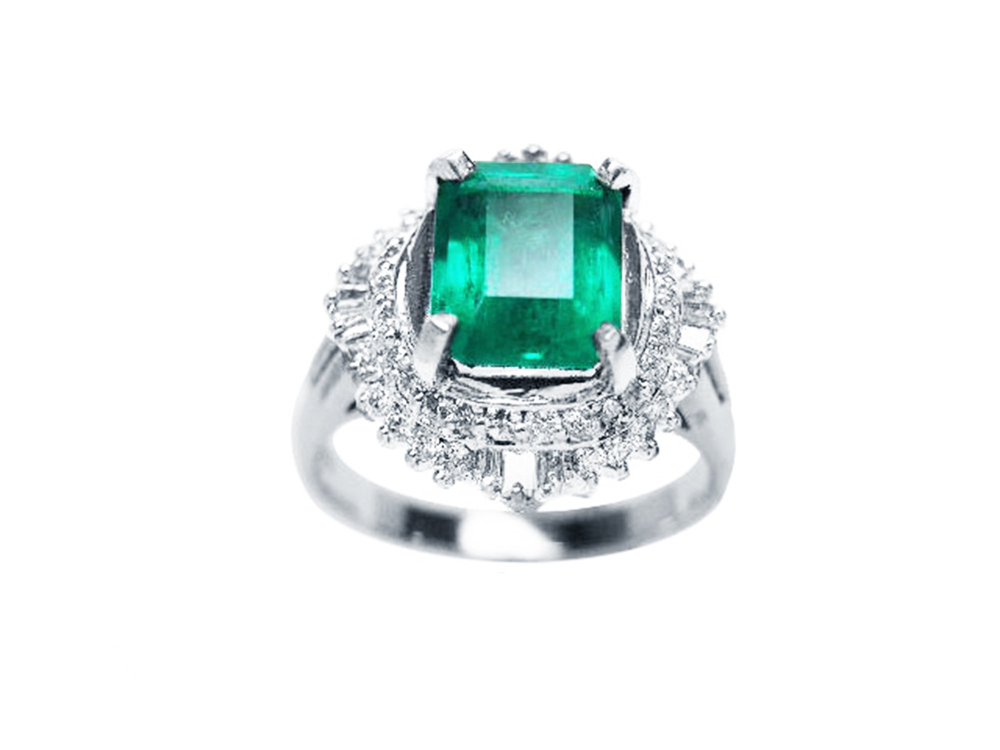 Natural Platinum emerald ring for women