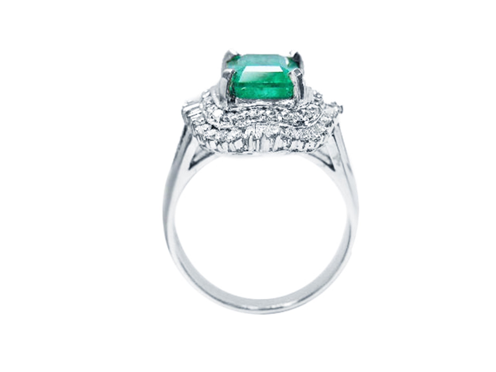 May&#39;s birthstone Platinum emerald ring for women