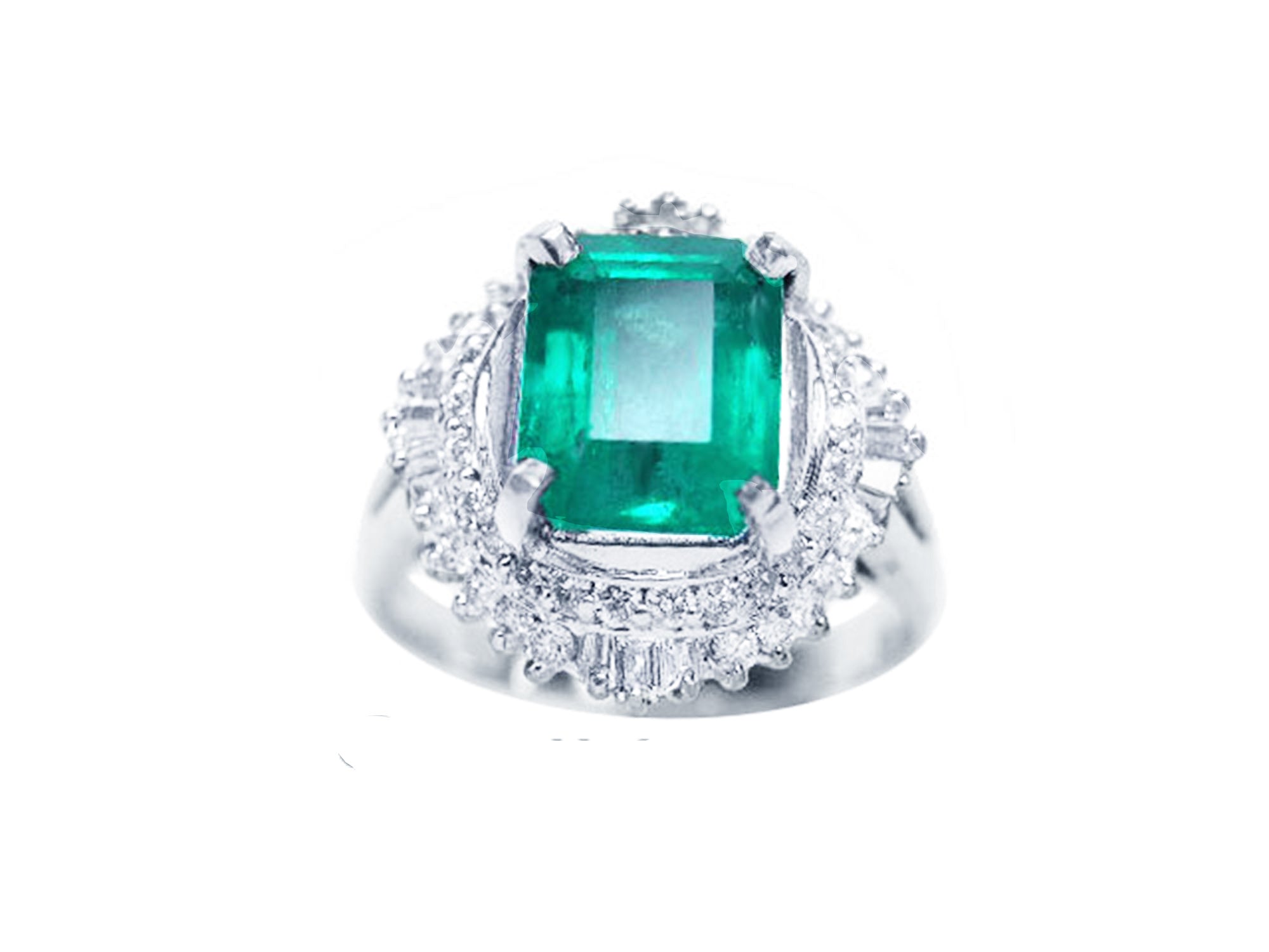 Platinum emerald ring for women