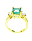 Unique emerald 18k gold engagement ring