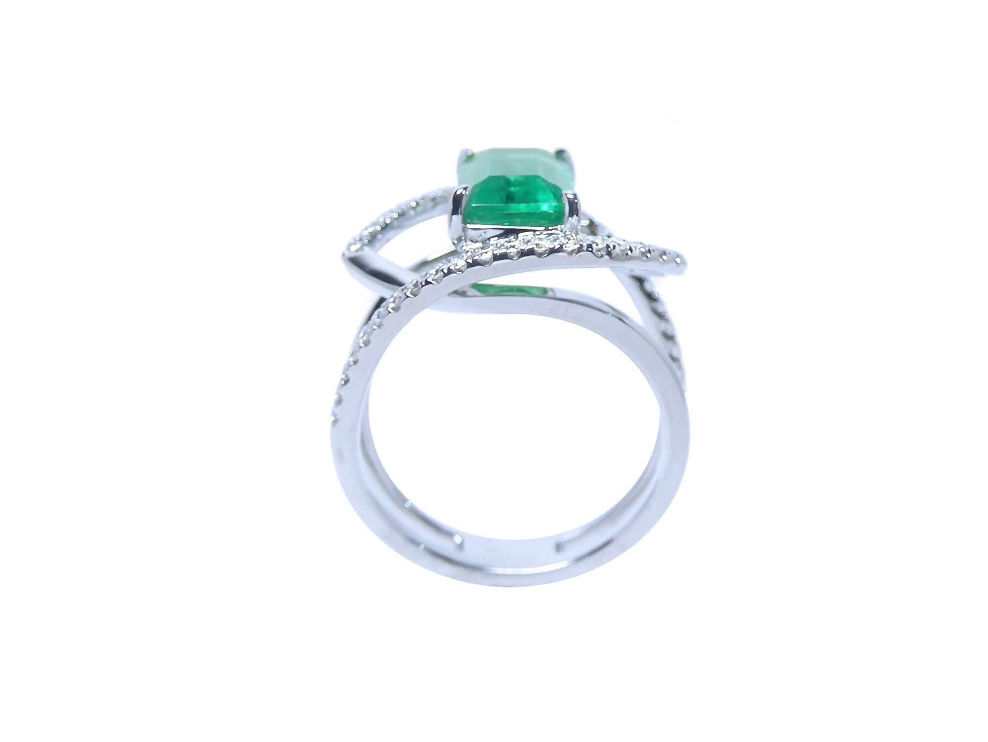 White gold emerald ring for women