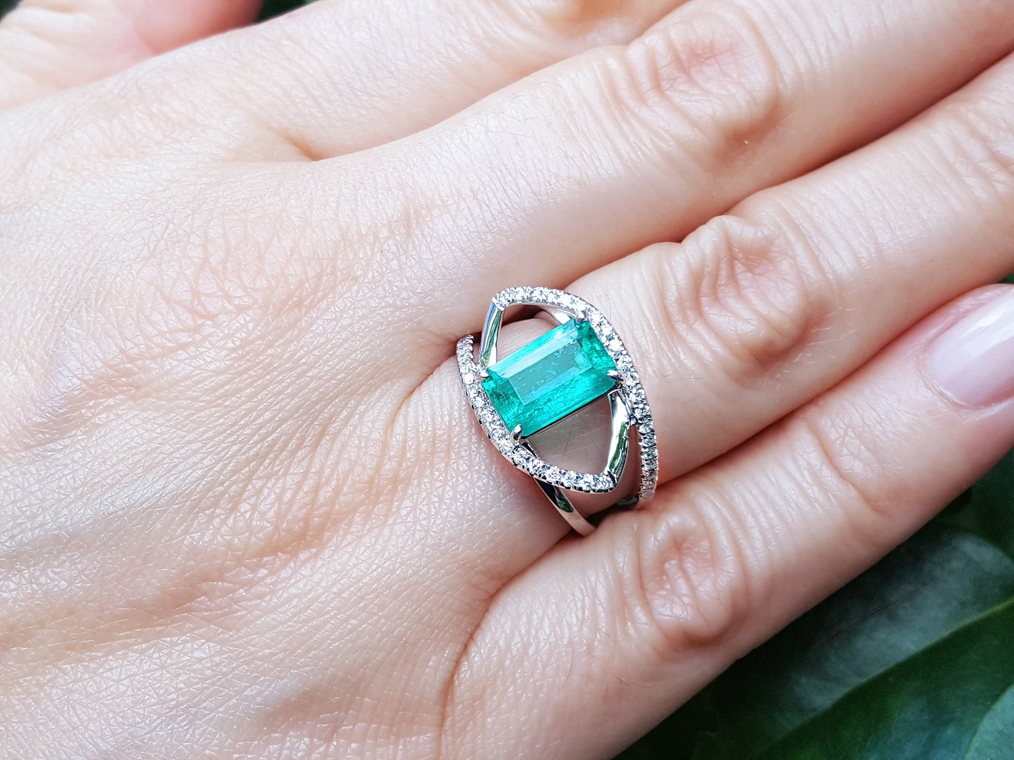 May birthstone ring with emerald