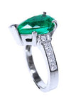 Pear shaped Colombian emerald rings