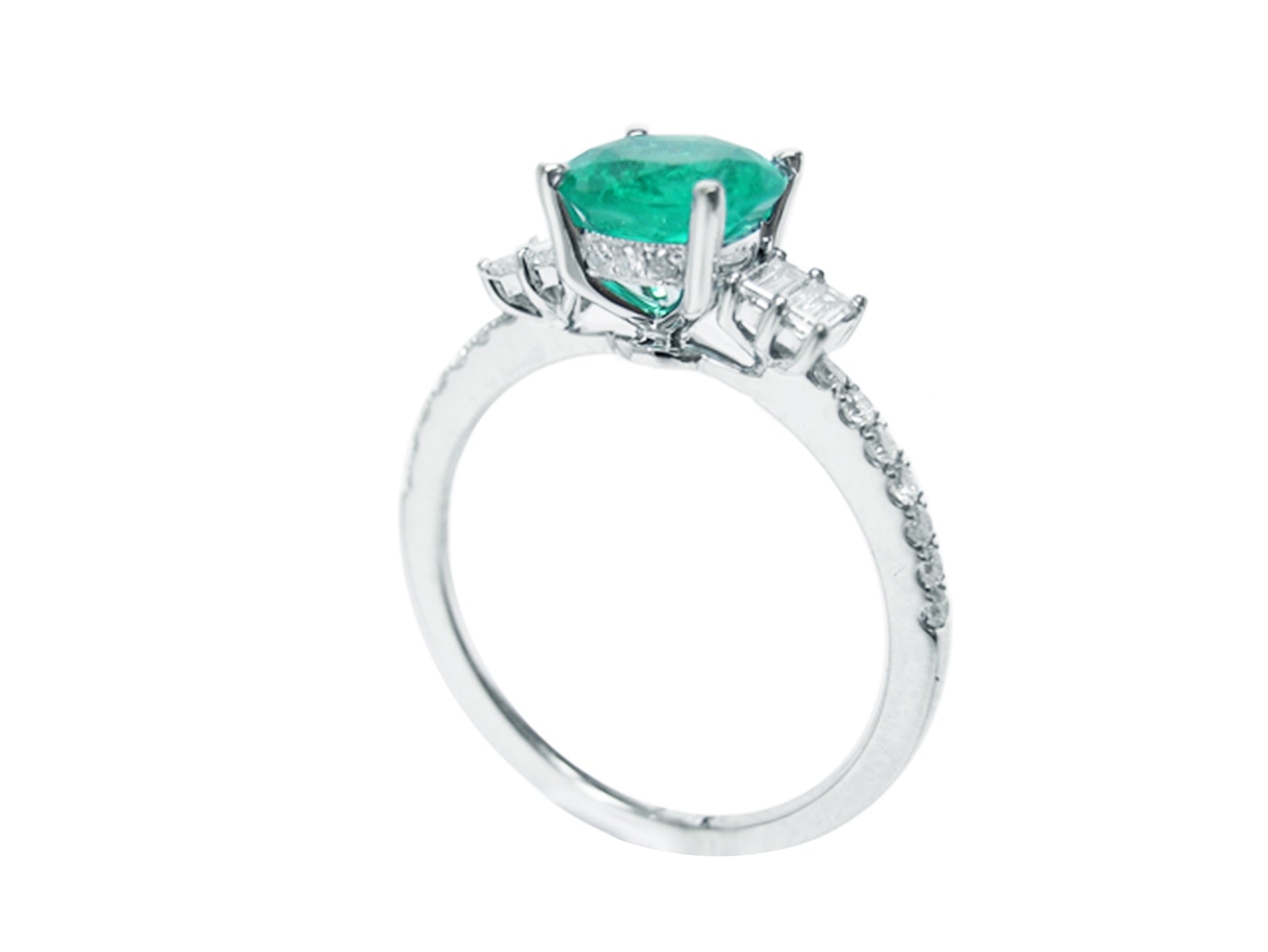 14k white gold emerald engagement ring