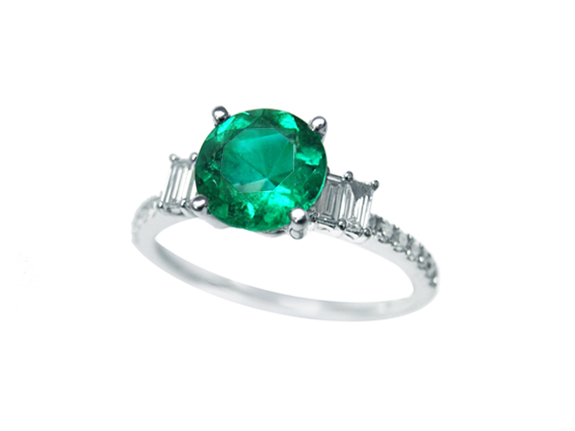 Round cut emerald ring for women