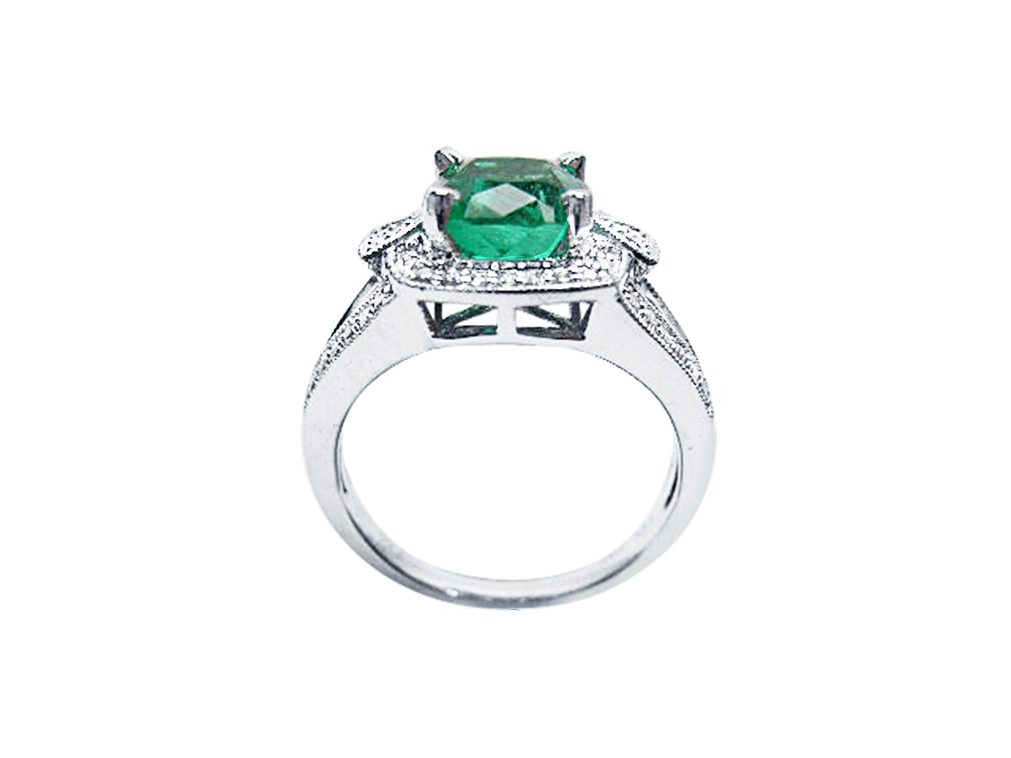 White gold emerald ring for women