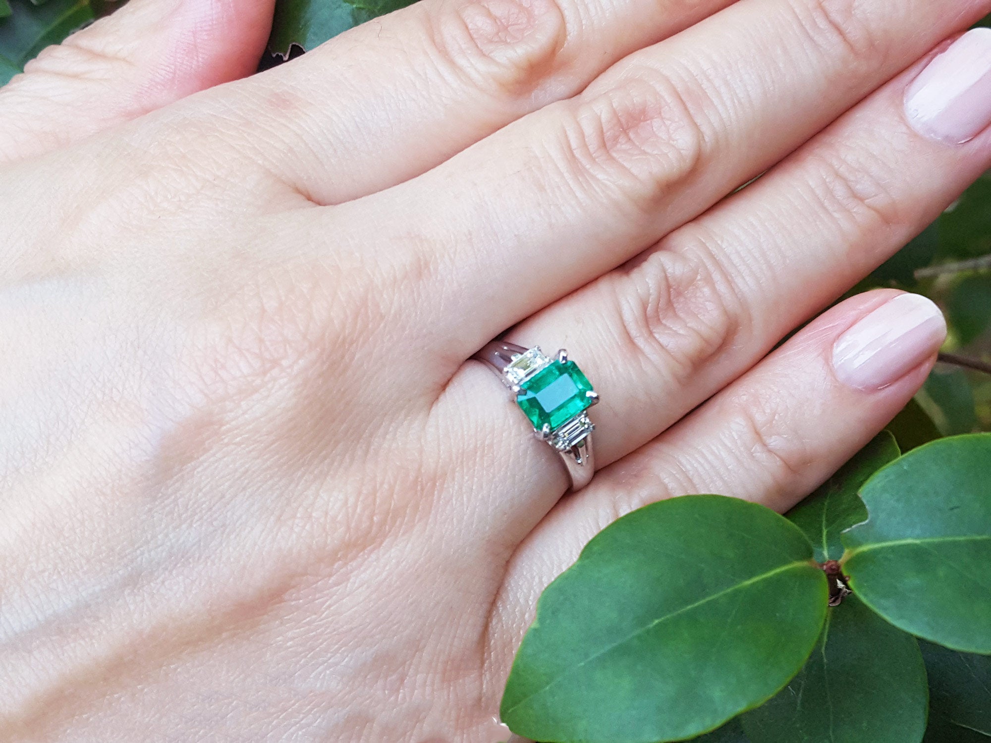 Brides emerald platinum ring