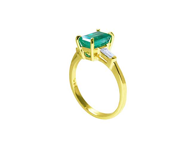 Emerald three stone engagement rings