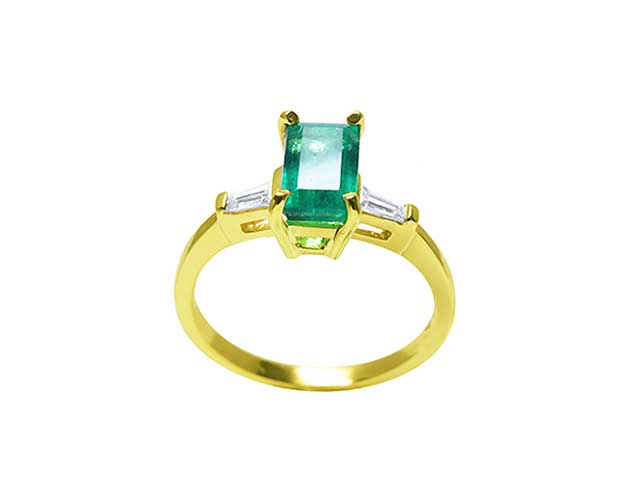 Emerald-cut emerald rings