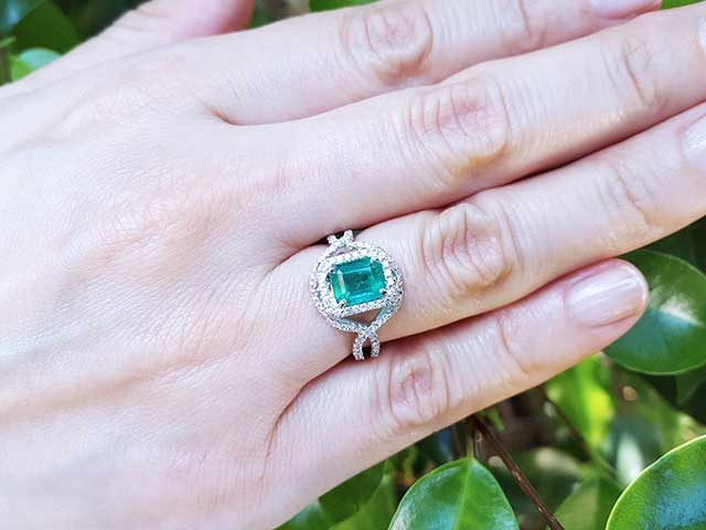Emerald and diamond fine jewelry rings