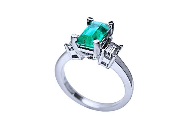 Emerald and princess cut diamond engagement rings