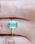 Three stone Colombian emerald rings