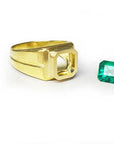 Bezel Set Emerald Ring 18K Yellow Gold