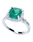 Ladies real emerald halo diamond ring