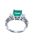 Emerald-cut ladies emerald rings
