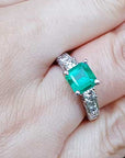 18K 14K Solid gold emerald engagement rings