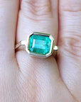 Emerald bezel set women rings