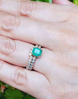 Colombian emerald and matching band engagement ring