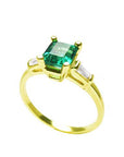 Emerald and baguette diamonds mother's day rings
