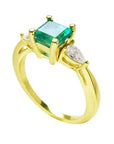 Three stone Colombian emerald rings