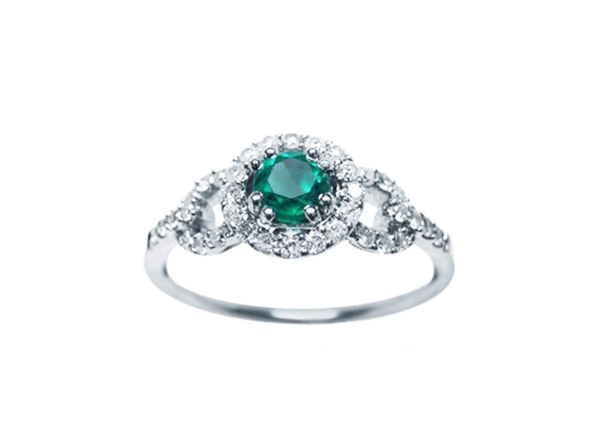 Women's halo emerald rings for sale