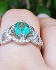 Solid gold emerald engagement rings for woman