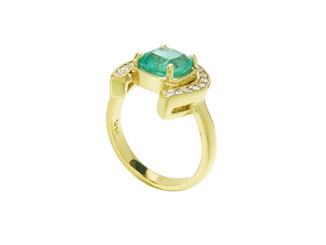 Horseshoe real Colombian emerald rings