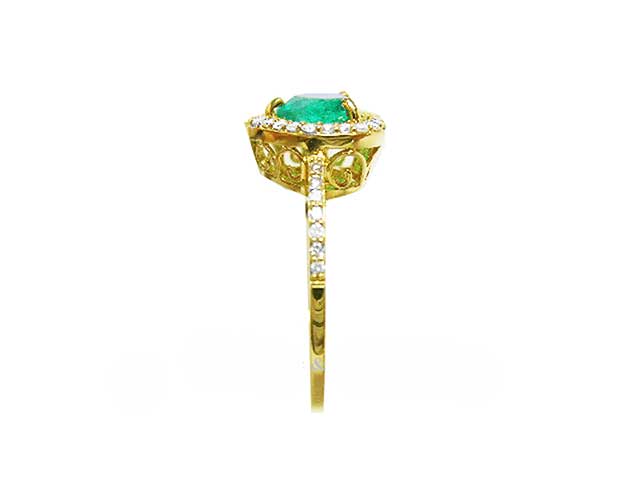 Heart cut Colombian emerald rings