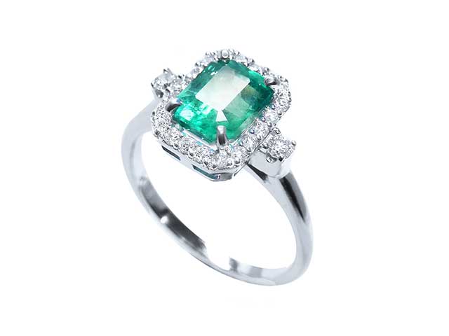 Cheap price real Colombian emerald engagement ring