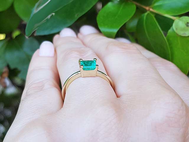 Minimalist hot sale emerald ring