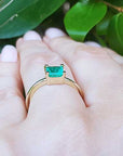 Hand made solid gold minimalist emerald ring