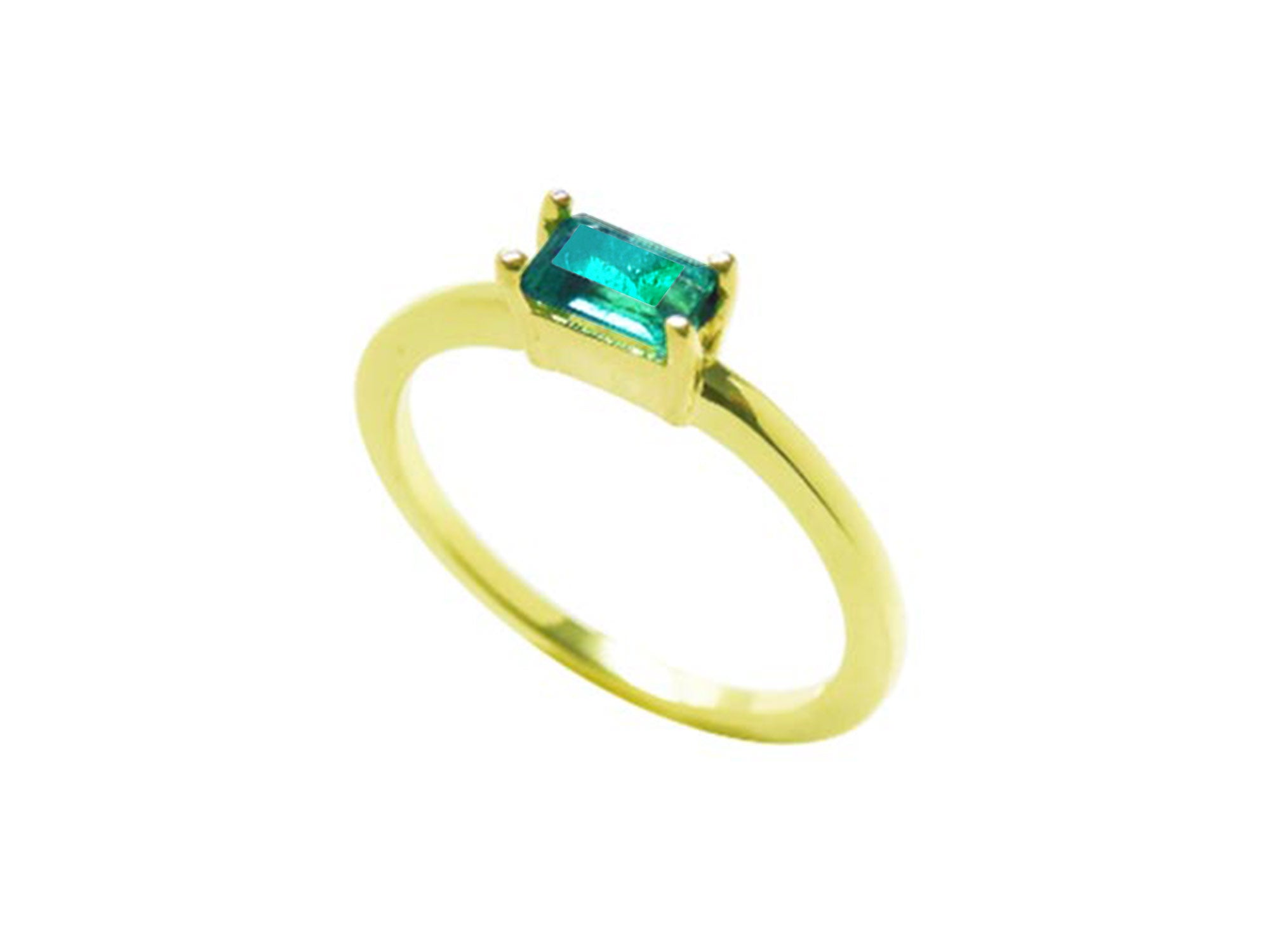 14K Minimalist solitaire emerald rings for sale