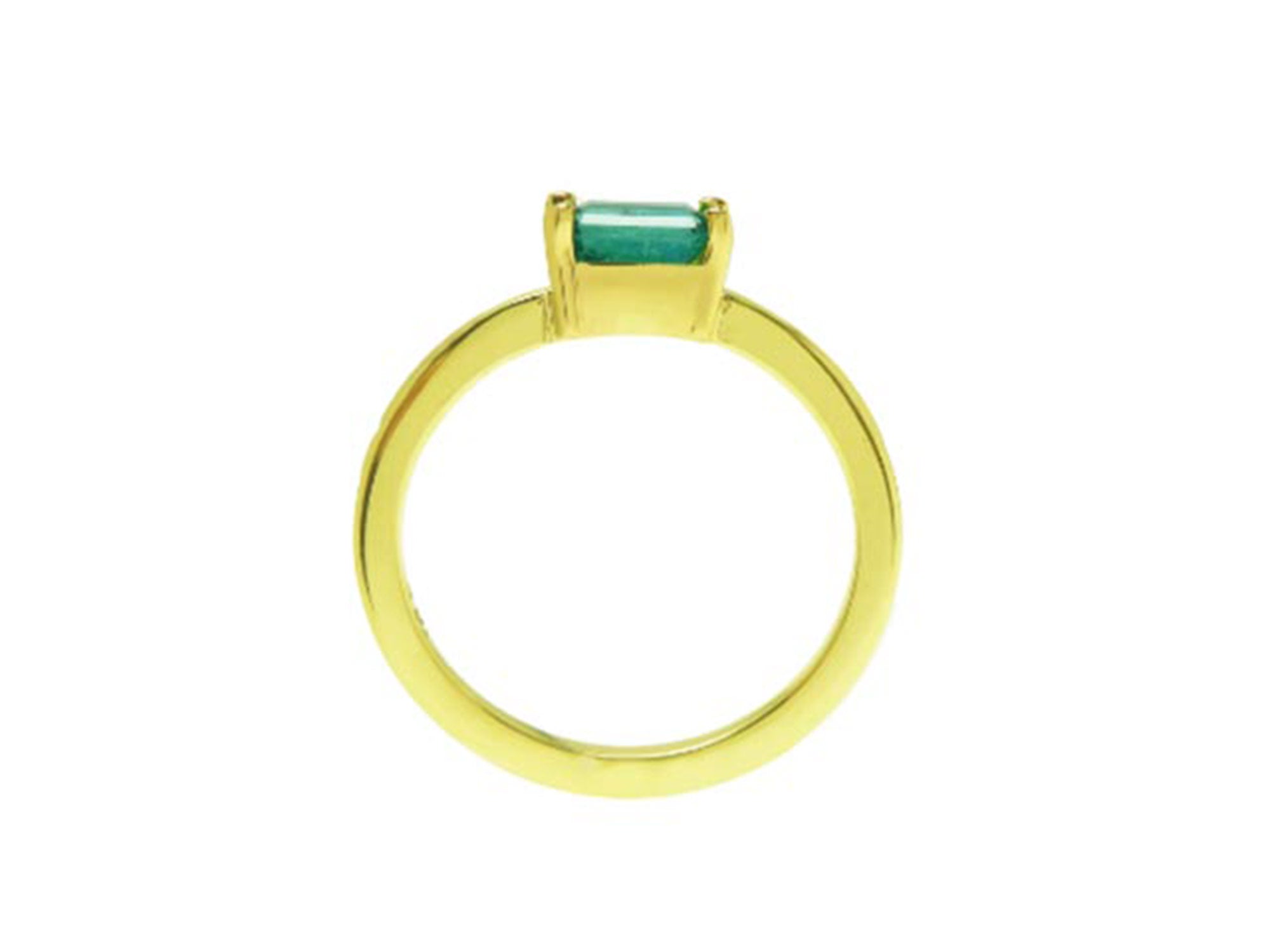 Yellow gold Minimalist solitaire emerald rings
