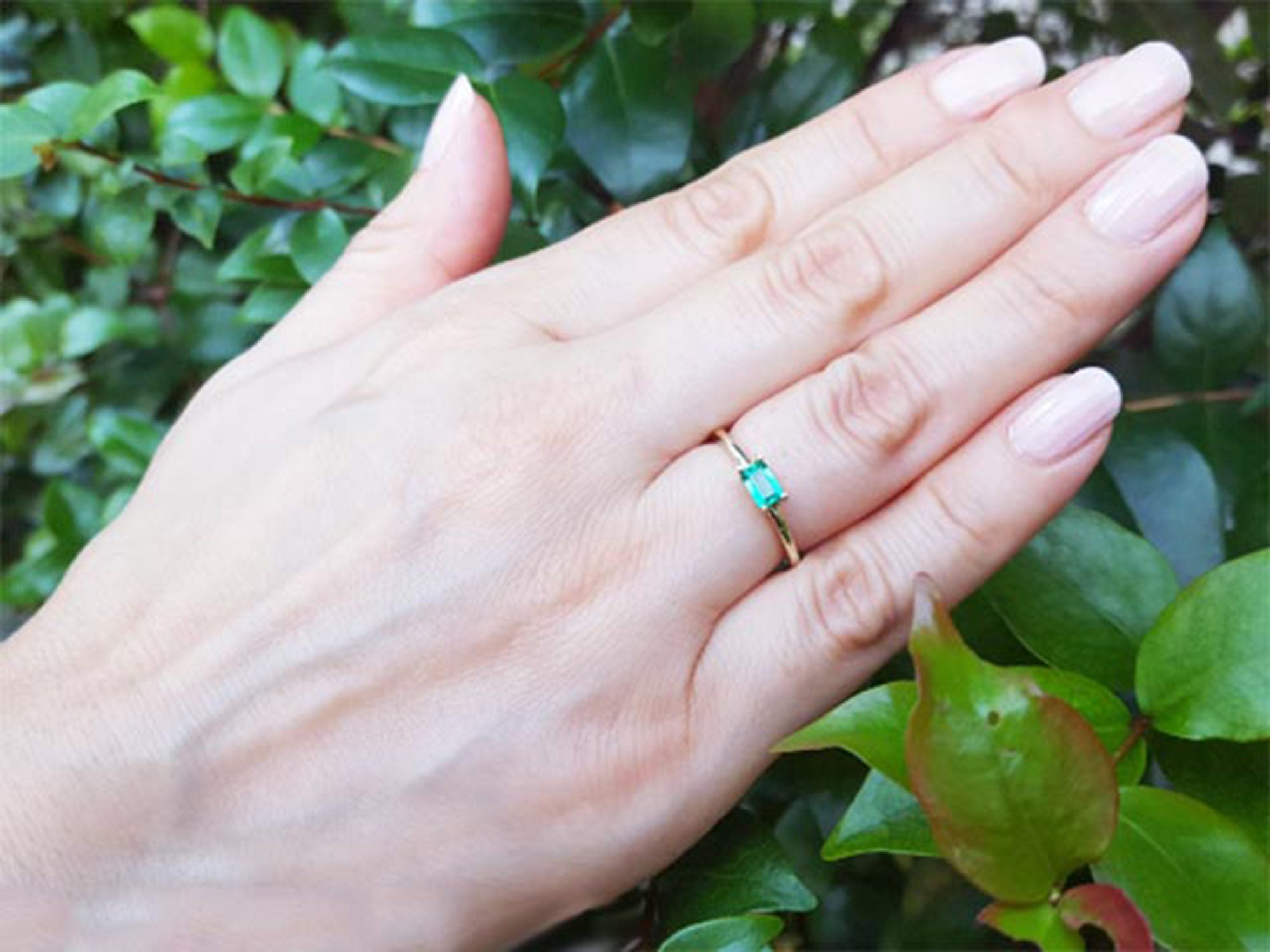 Real Minimalist solitaire emerald rings for sale
