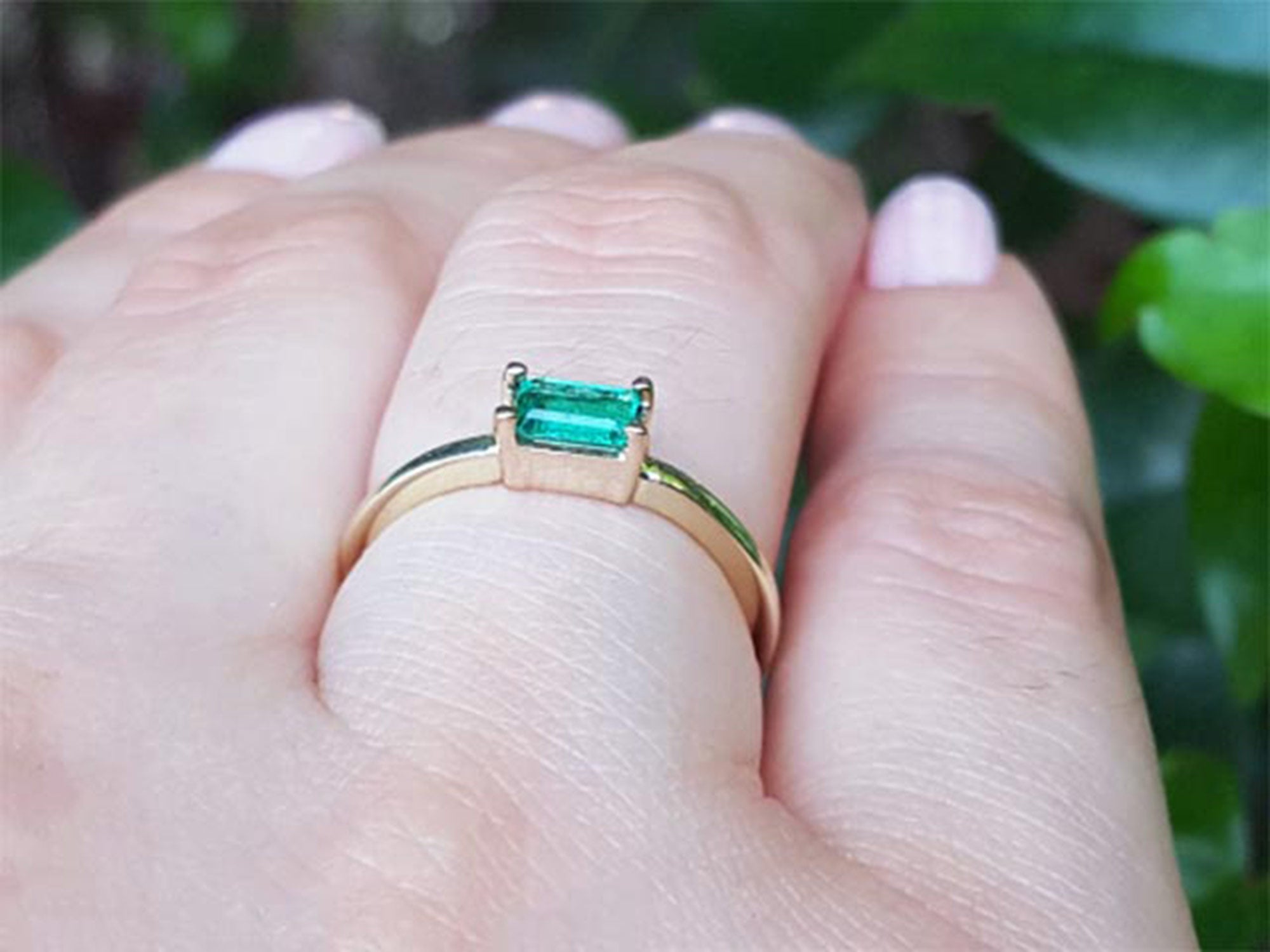 Authentic Colombian Minimalist solitaire emerald rings