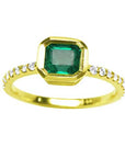 Bezel set real emerald ring for sale